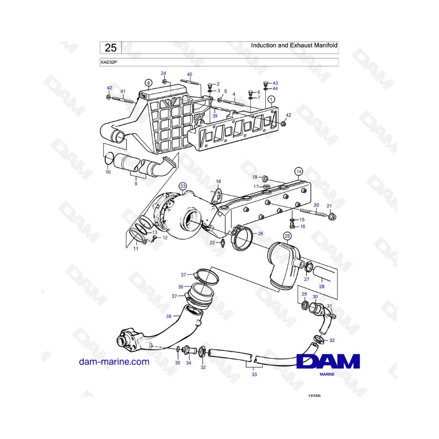 Volvo Penta KAD32P - Induction & exhaust manifold