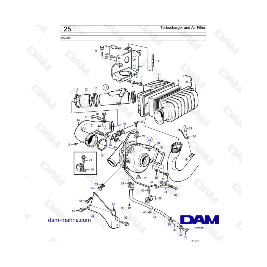 Volvo Penta KAD32P - Turbocharger & air filter