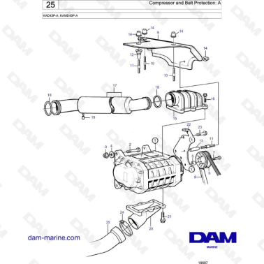 Volvo Penta KAD43P-A/KAMD43P-A - Compresor Y Protección De La Correa: A