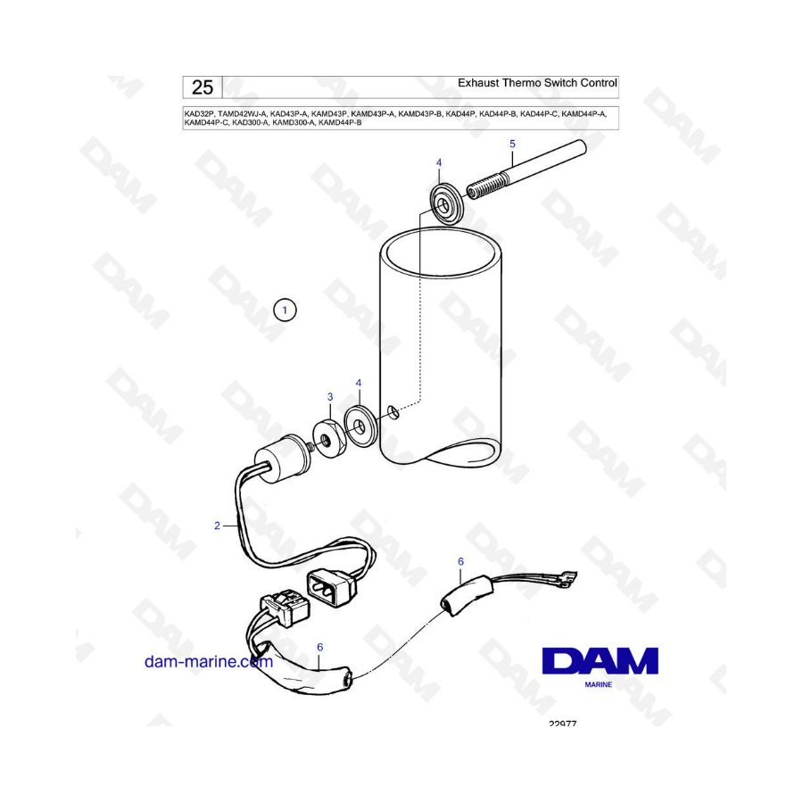 Volvo Penta KAD32/TAMD42/KAD43/KAMD43/KAD44/KAMD44/KAD300 - Mando interruptor termo escape