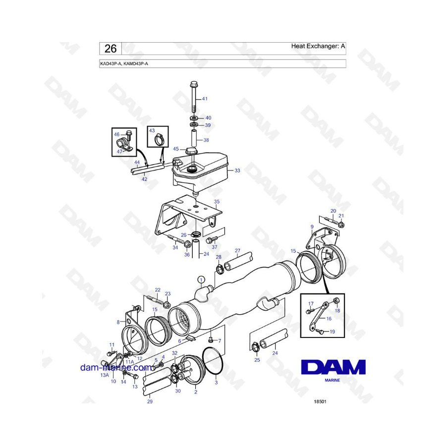 Volvo Penta KAD43P-A / KAMD43P-A - Heat Exchanger: A - DAM Marine