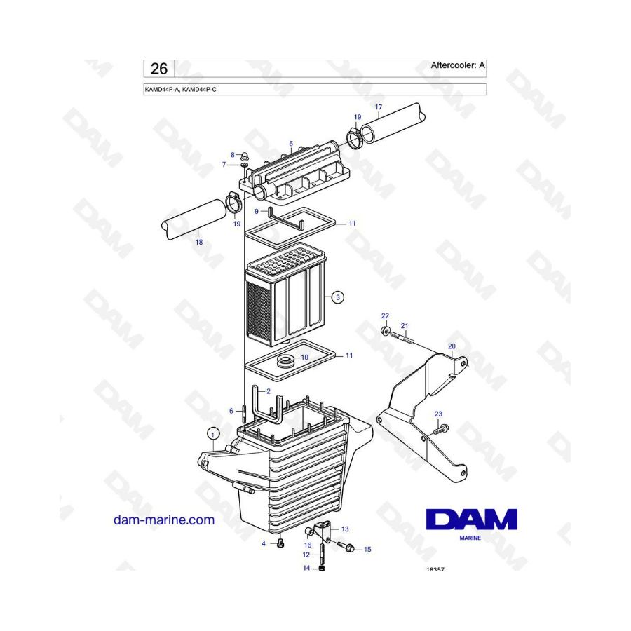 Volvo Penta KAMD44P-A / KAMD44P-C - Aftercooler: A 