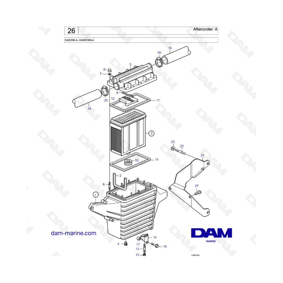 Volvo Penta KAD300-A / KAMD300-A - Aftercooler: A