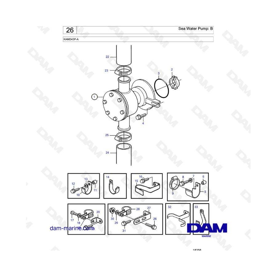 Volvo Penta KAMD43P-A - Sea water pump: B