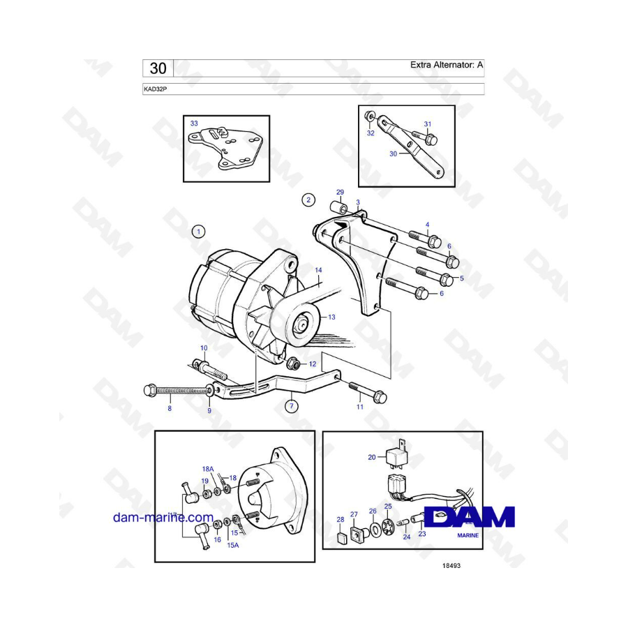 Volvo Penta KAD32P - Alternador adicional: A