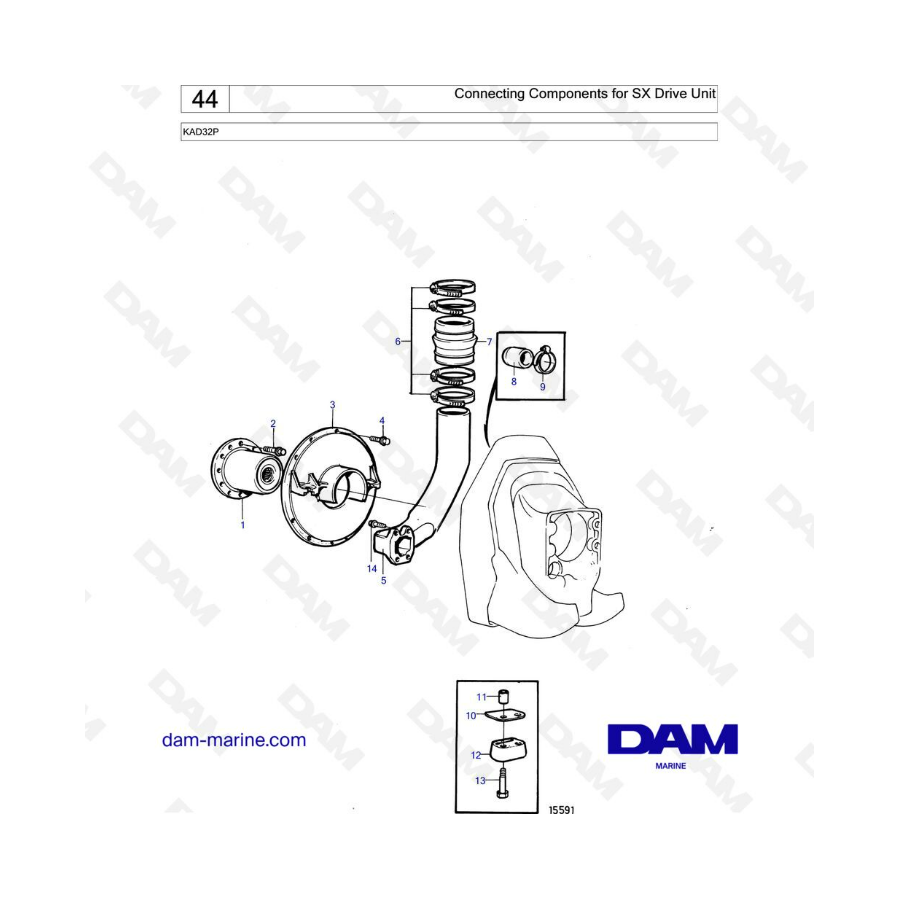 Volvo Penta KAD32P - Componentes de conexión para SX