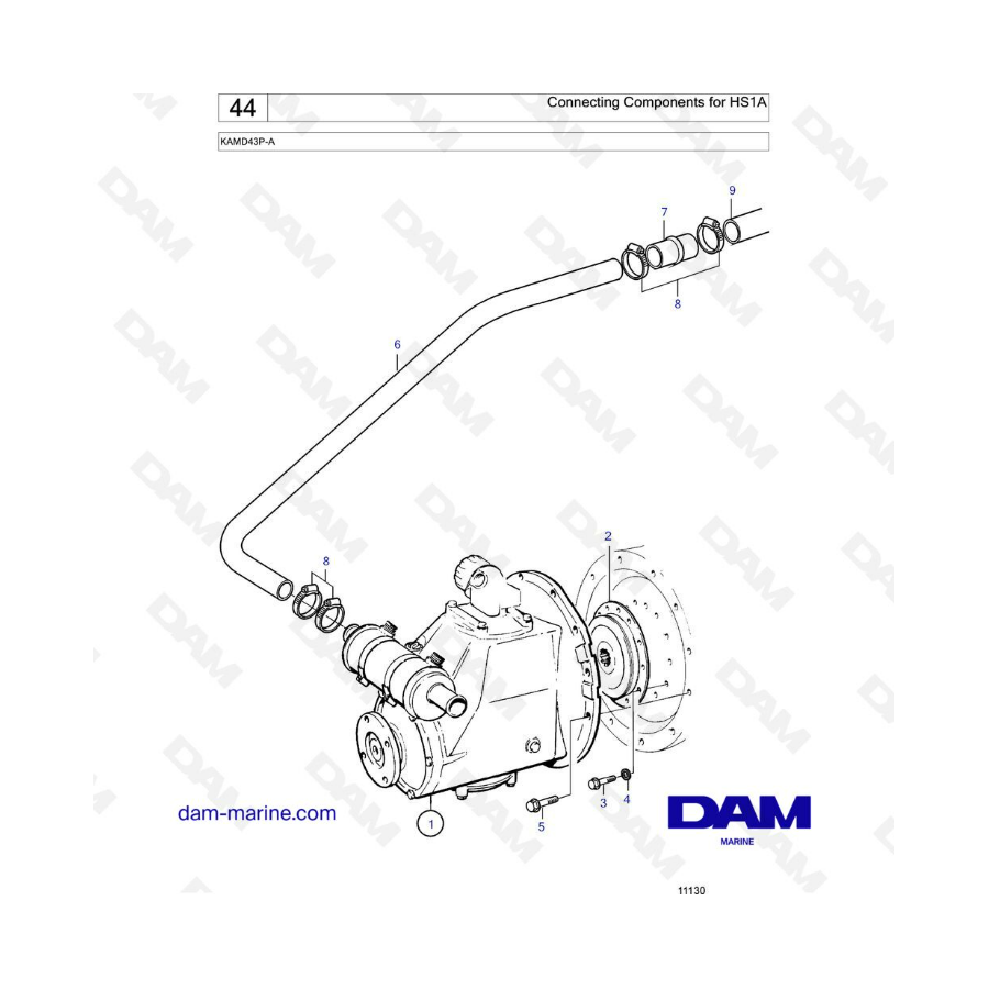 Volvo Penta KAMD43P-A - Componentes de conexión para hs1A