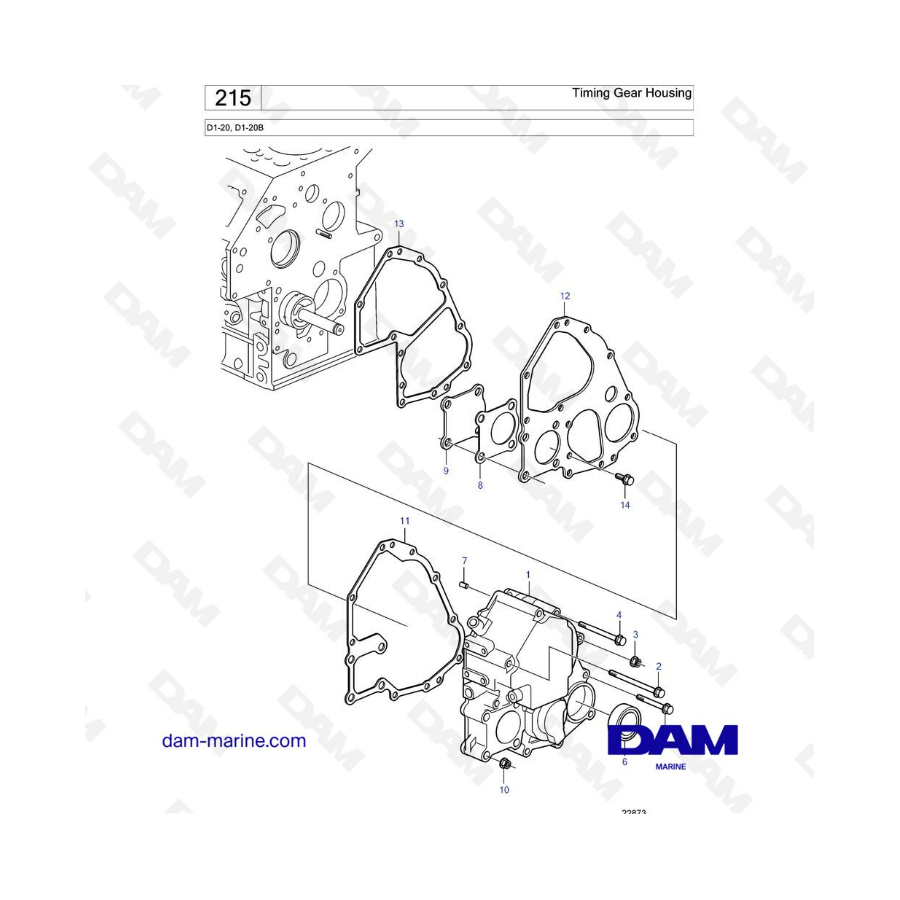 Volvo Penta D1-20 / D1-20B - Timing gear housing