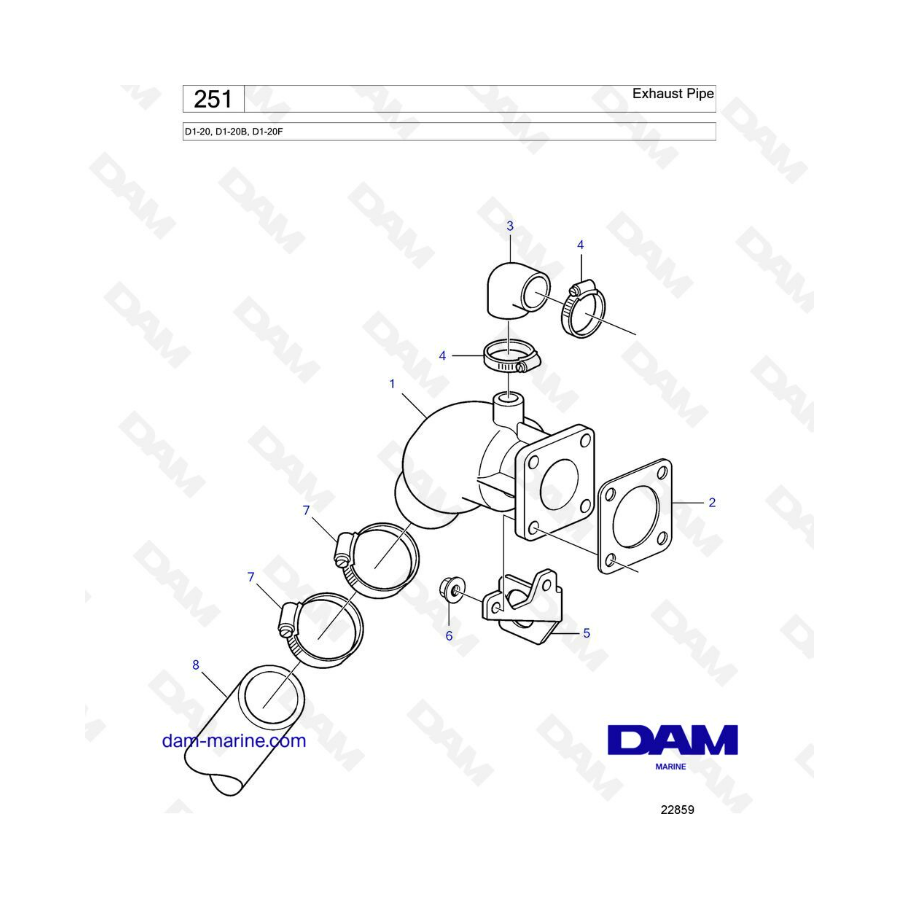 Volvo Penta D1-20/D1-20B/D1-20F - Exhaust pipe