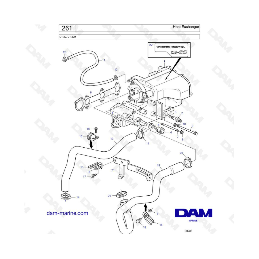 Volvo Penta D1-20 / D1-20B - Heat exchanger