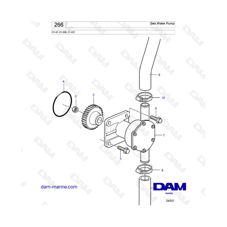 Volvo Penta D1-20/D1-20B/D1-20F - Bomba de agua de mar