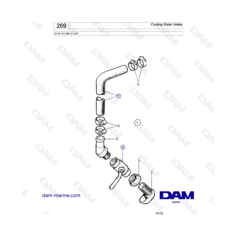 Volvo Penta D1-20/D1-20B/D1-20F - Cooling water intake