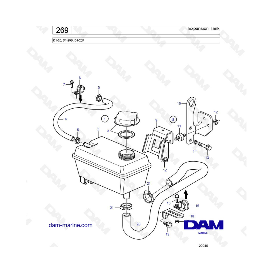 Volvo Penta D1-20/D1-20B/D1-20F - Depósito de expansión