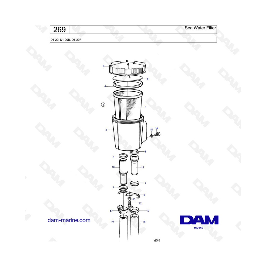 Volvo Penta D1-20/D1-20B/D1-20F - Filtro de agua de mar