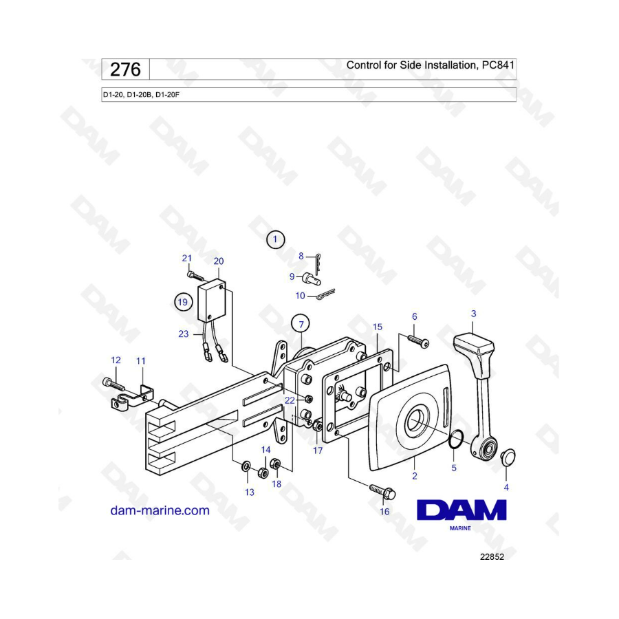 Volvo Penta D1-20/D1-20B/D1-20F - Control for side installation, PC841