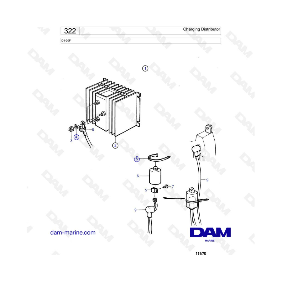 Volvo Penta D1-20F - Charging distributor