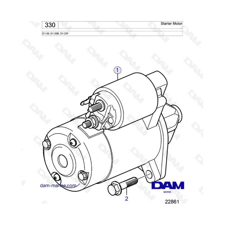 Volvo Penta D1-20/D1-20B/D1-20F - Motor de arranque