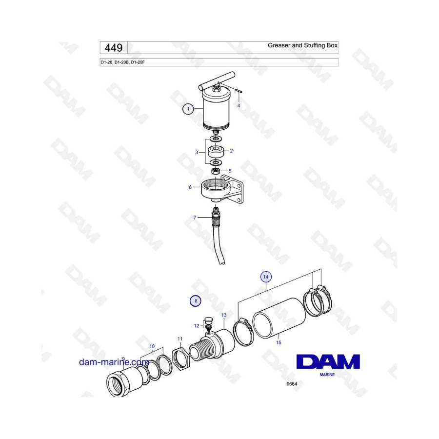 Volvo Penta D1-20/D1-20B/D1-20F - Engrasador y prensaestopas