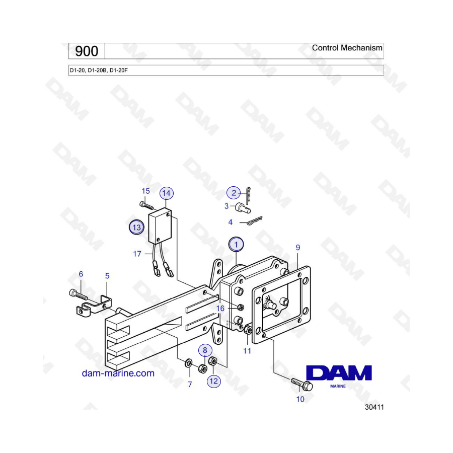 Volvo Penta D1-20/D1-20B/D1-20F - Control mechanism