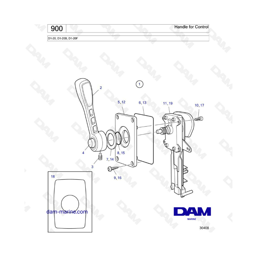 Volvo Penta D1-20 / D1-20B / D1-20F - Handle for control