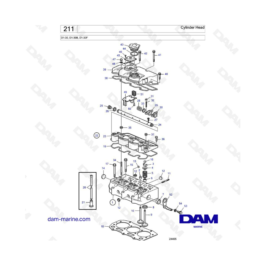 Volvo Penta D1-30 / D1-30B / D1-30F - Culata