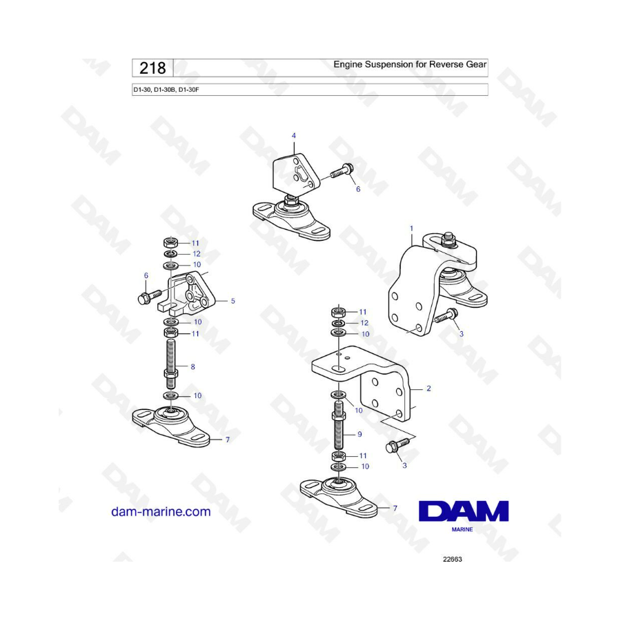 Volvo Penta D1-30/D1-30B/D1-30F - Engine suspension for reverse gear