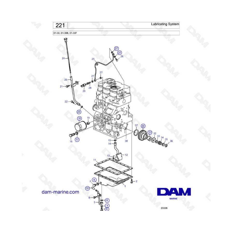 Volvo Penta D1-30/D1-30B/D1-30F - Lubricating system