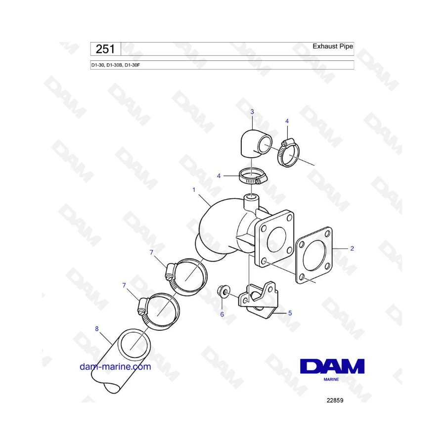 Volvo Penta D1-30 / D1-30B / D1-30F - Exhaust pipe