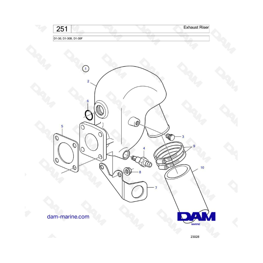 Volvo Penta D1-30/D1-30B/D1-30F - Exhaust riser