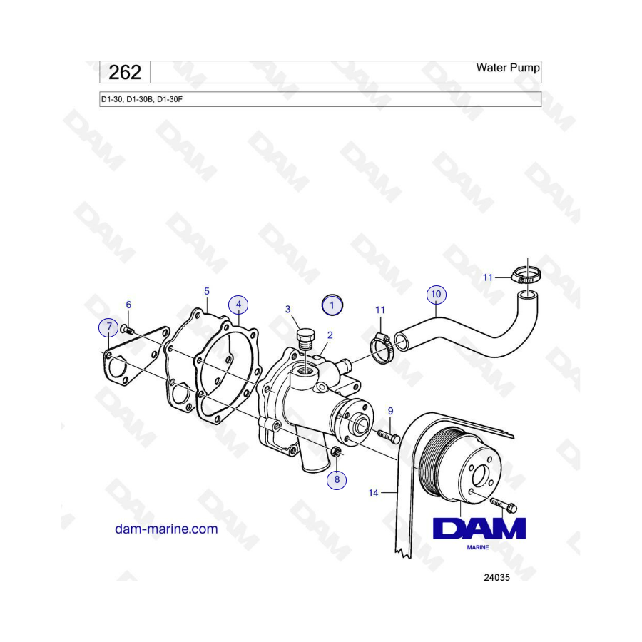 Volvo Penta D1-30/D1-30B/D1-30F - Bomba de agua