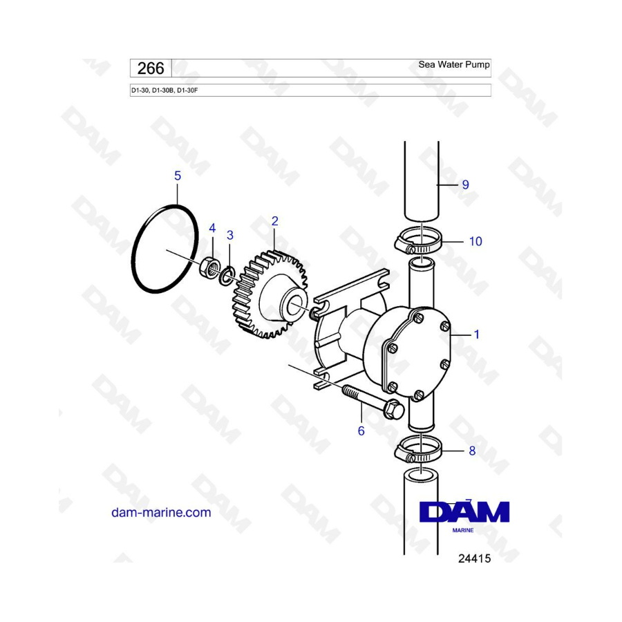 Volvo Penta D1-30/D1-30B/D1-30F - Bomba de agua de mar