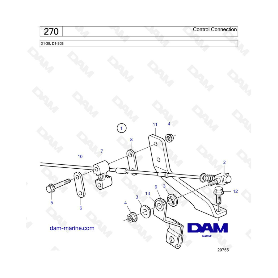 Volvo Penta D1-30/D1-30B - Conexión de control