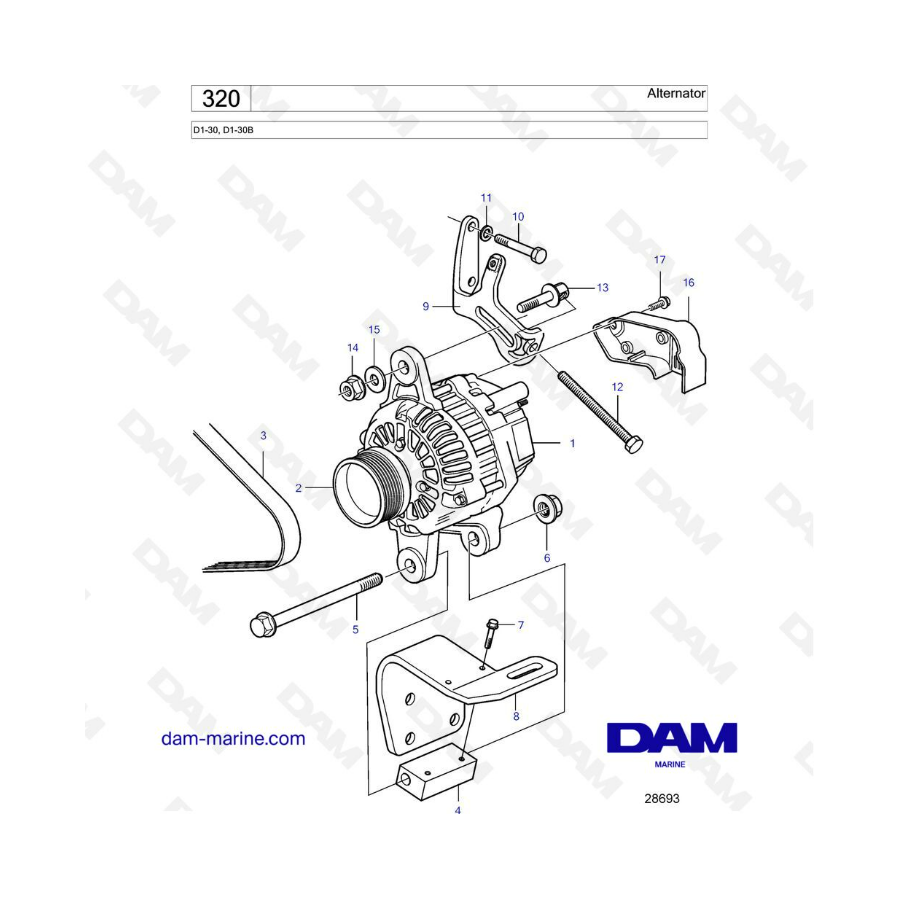 Volvo Penta D1-30/D1-30B - Alternador