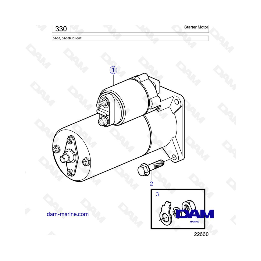 Volvo Penta D1-30/D1-30B/D1-30F - Motor de arranque