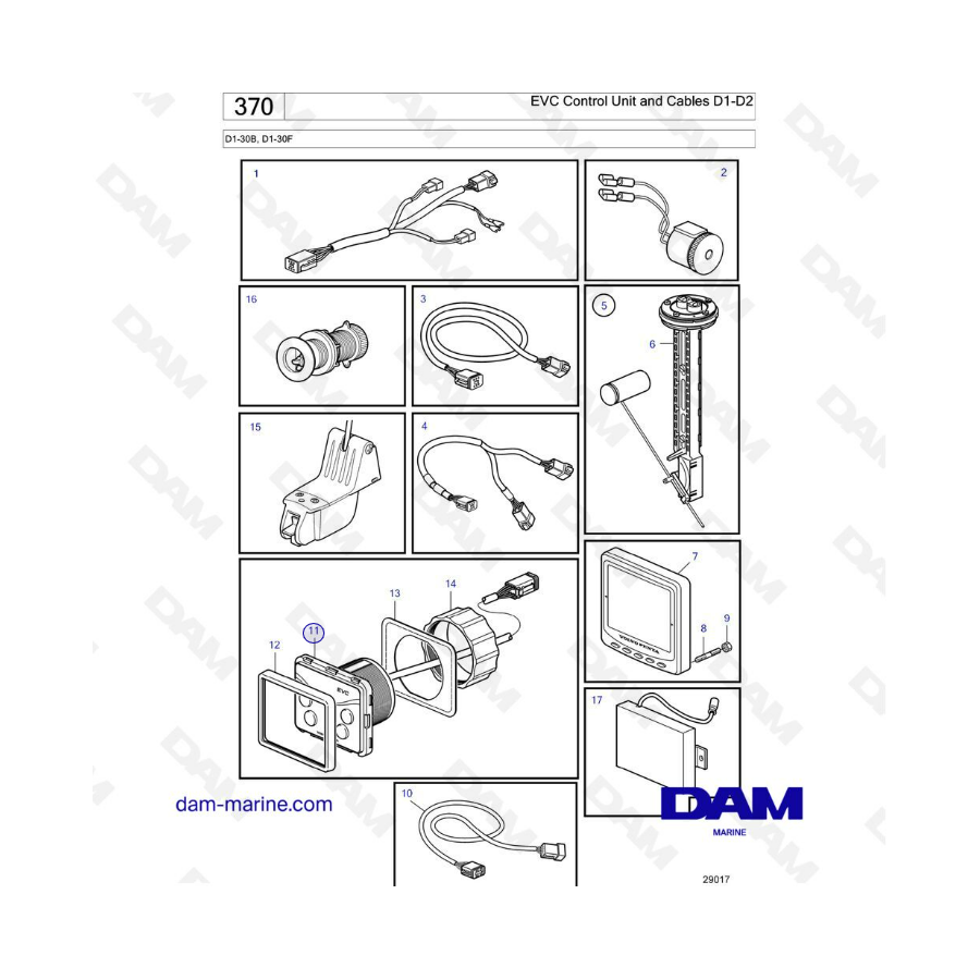 Volvo Penta D1-30B / D1-30F - EVC Control unit & cables D1-D2