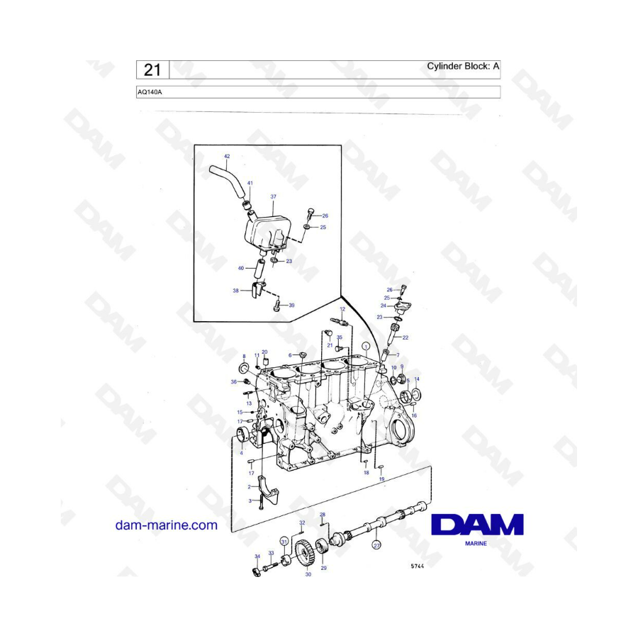 Volvo Penta AQ140A - Bloque de cilindros: A