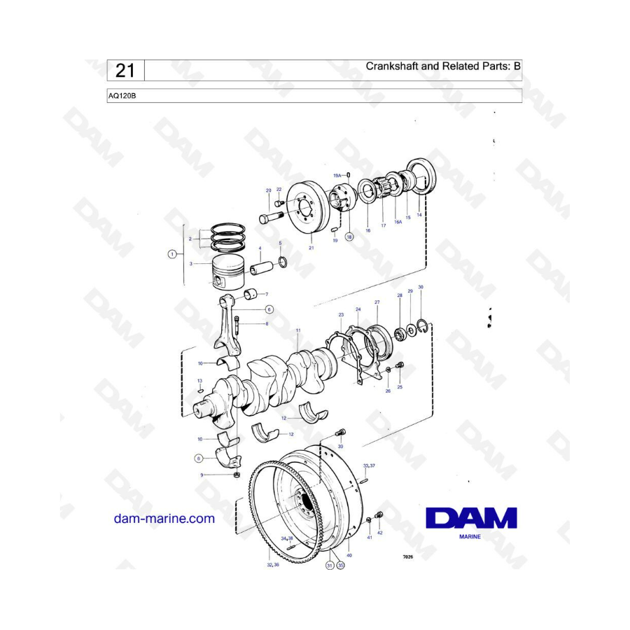 Volvo Penta AQ120B - Cigüeñal y piezas relacionadas: B