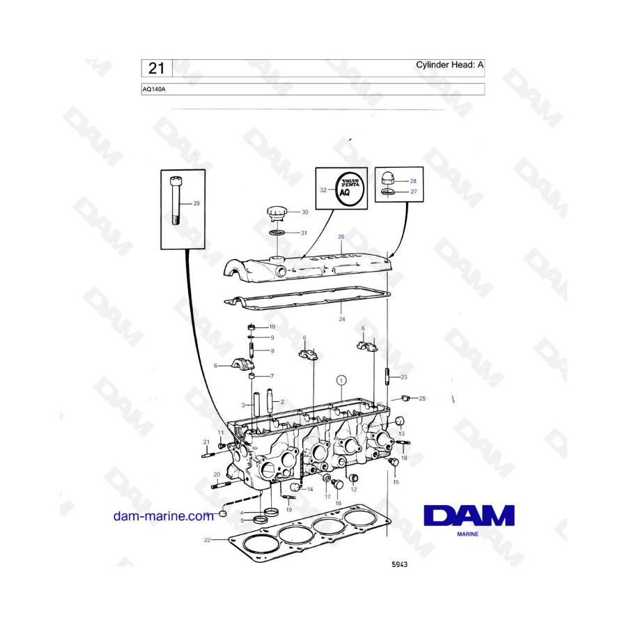 Volvo Penta AQ140A - Culata : A