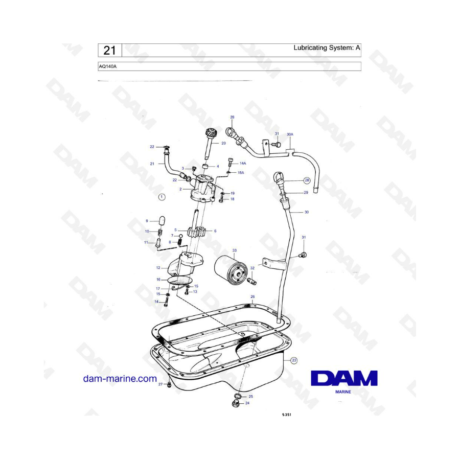 Volvo Penta AQ140A - Lubricating system: A