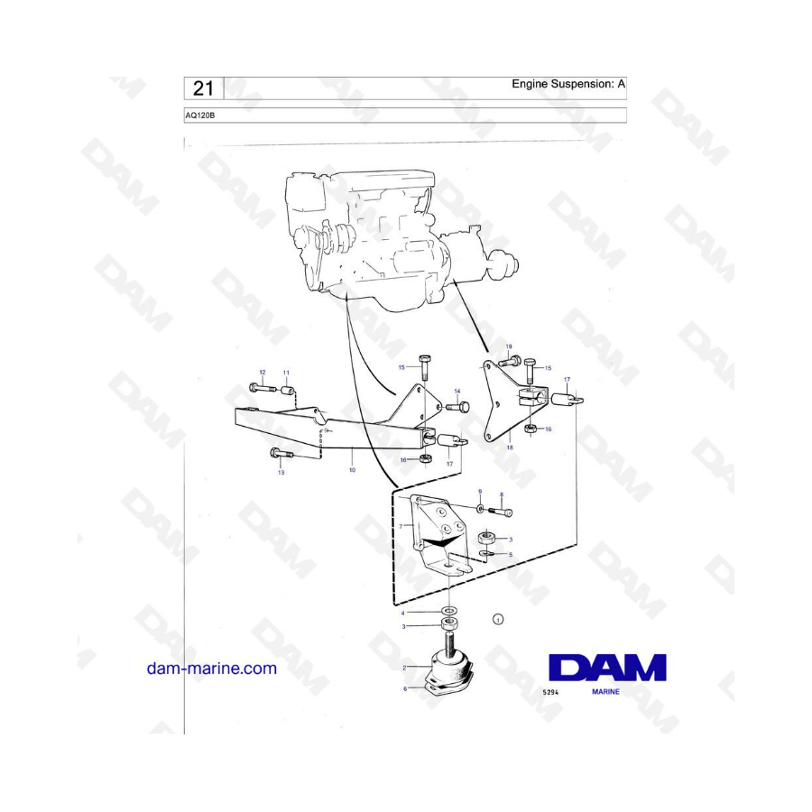 Volvo Penta AQ120B - Engine suspension: a