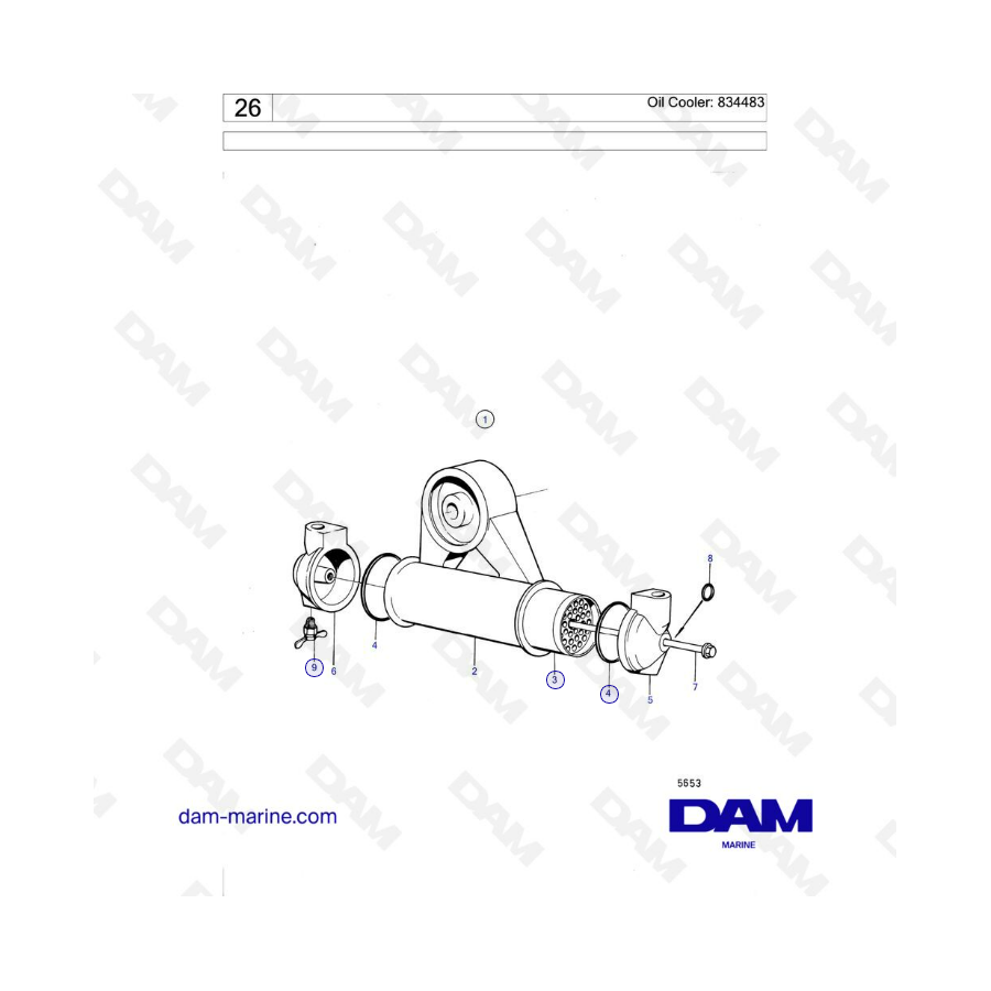 Volvo Penta AQ120B / AQ125A / AQ140A / BB140A - Oil cooler: 834483