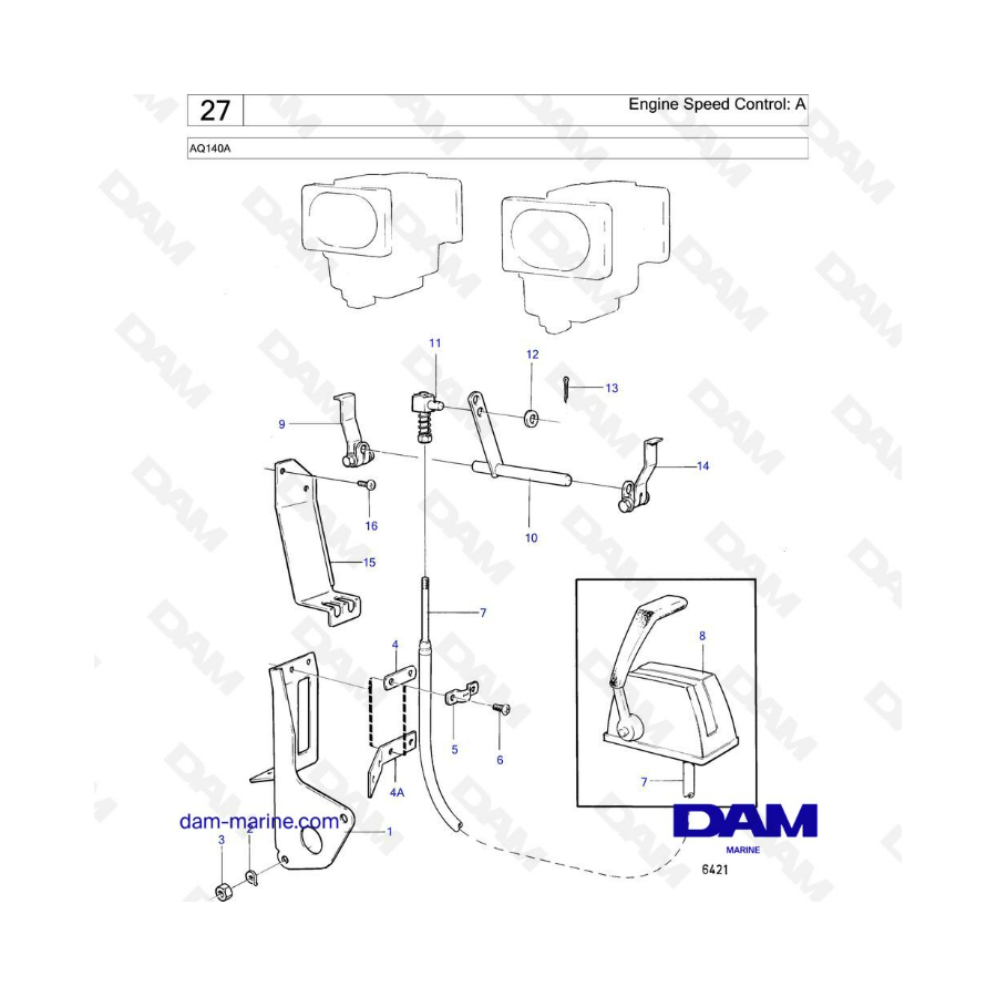 Volvo Penta AQ140A - Control de velocidad del motor: A