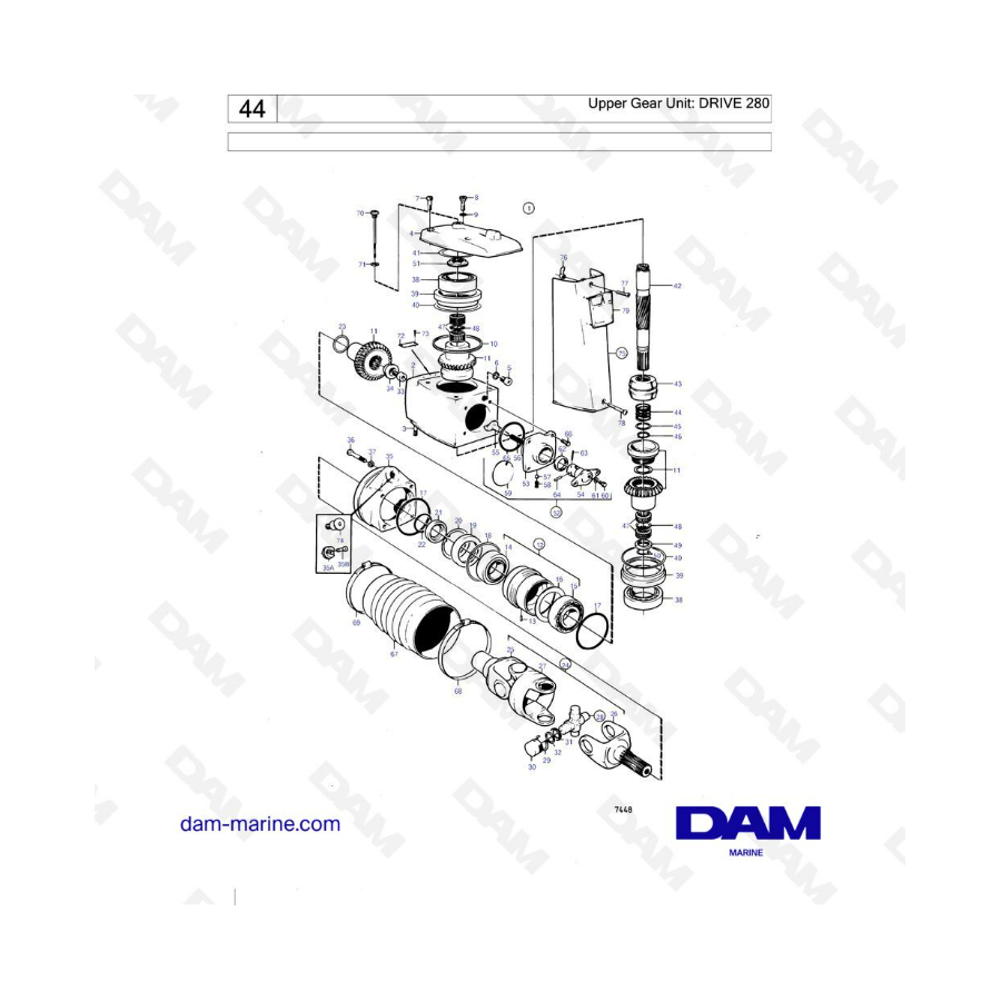 Volvo Penta AQ120B / AQ125A / AQ140A / BB140A - Engranaje superior: transmisión 280