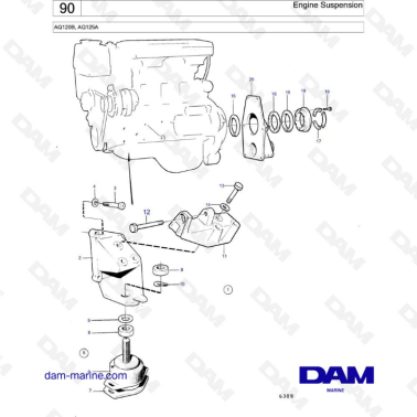 Volvo Penta AQ120B / AQ125A - Engine Suspension - DAM Marine