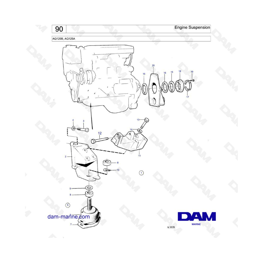 Volvo Penta AQ120B / AQ125A - Engine suspension