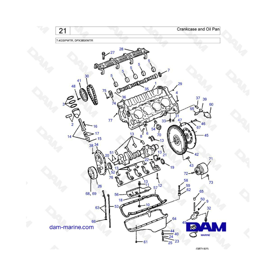 Volvo Penta 7.4L GSI - Crankcase and oil pan 