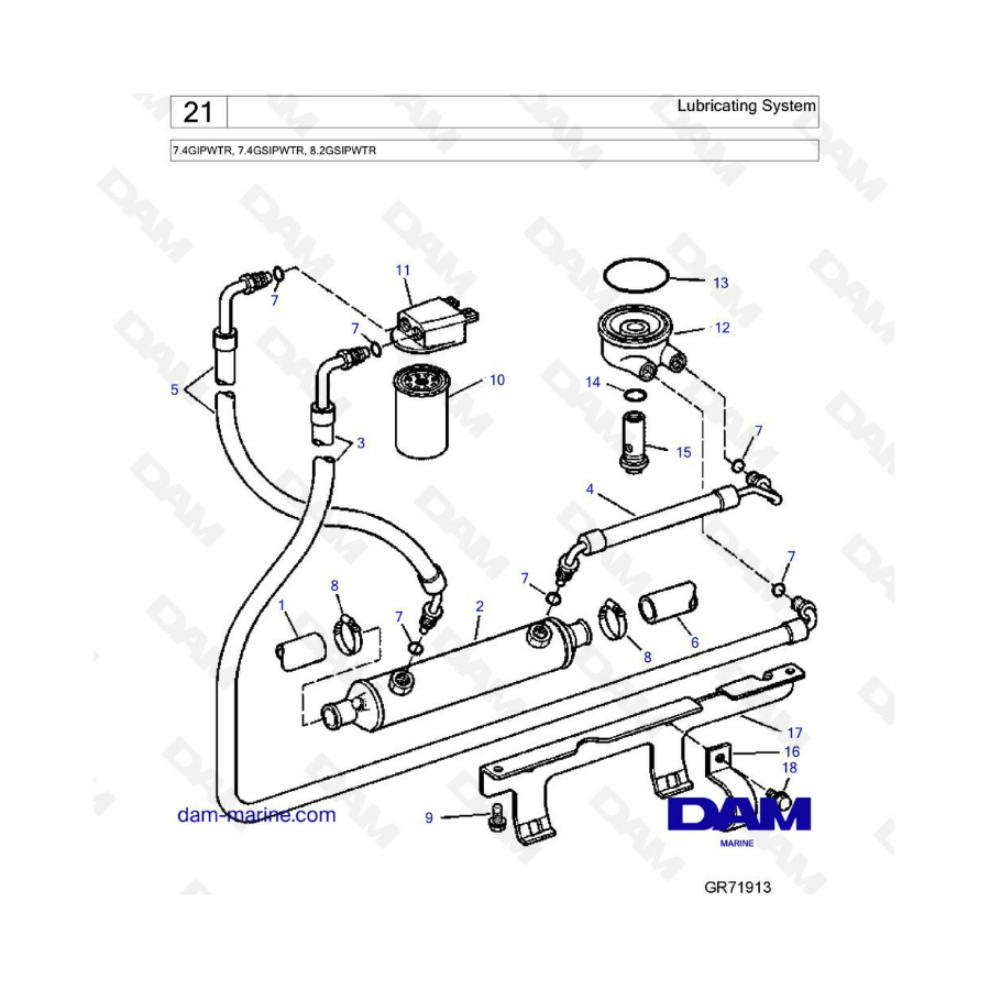 Volvo Penta 7.4L GI / 7.4L GSI / 8.2L GSI - Lubricating system