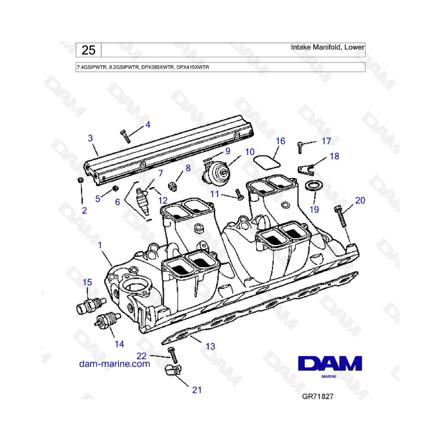 Volvo Penta 7.4L GSI / 8.2L GSI - Colector de admisión, inferior