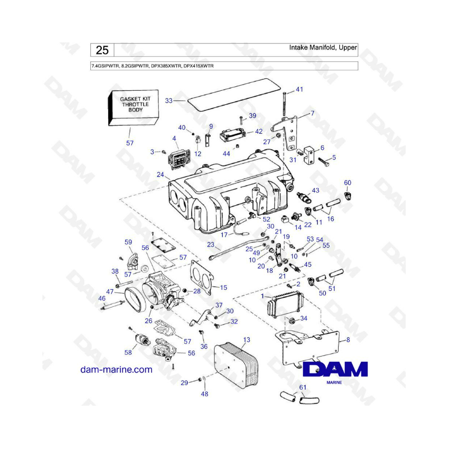 Volvo Penta 7.4L GSI / 8.2L GSI - Colector de admisión, superior