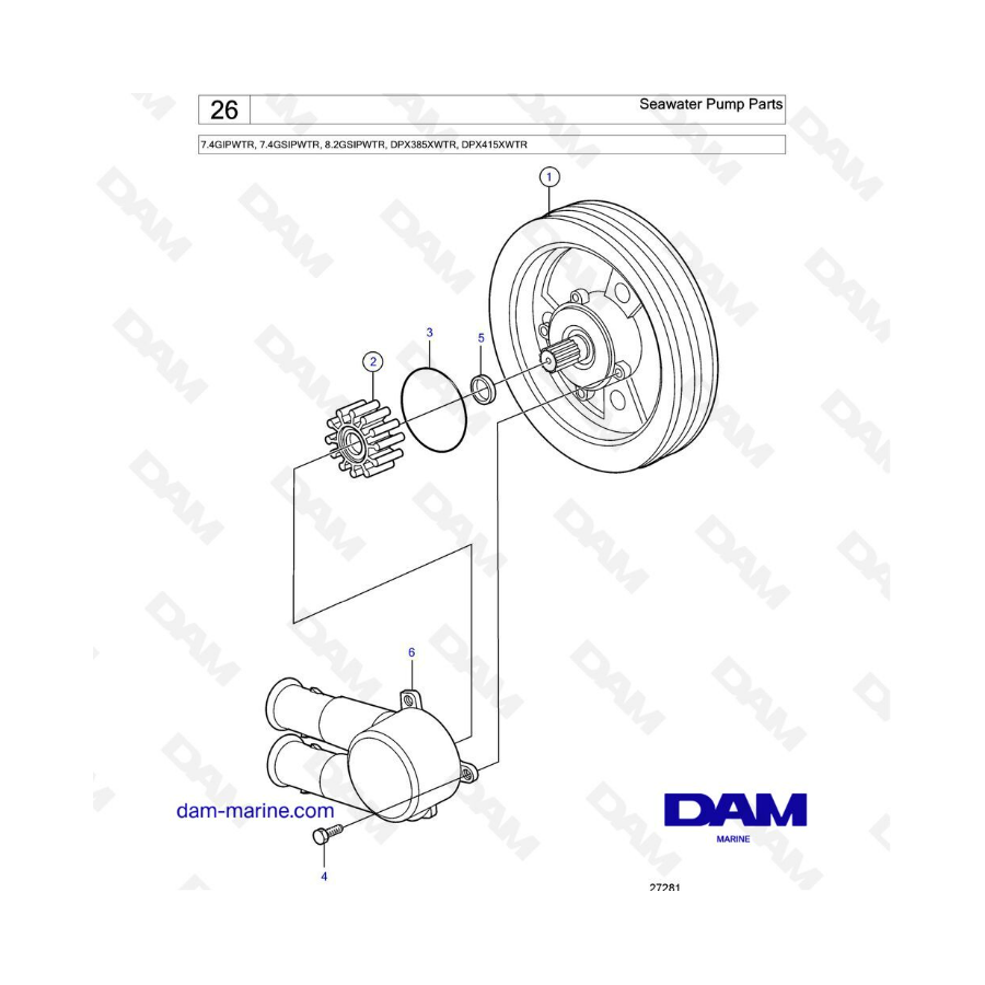 Volvo Penta 7.4L GSI / 8.2L GSI - Recambios para bomba de agua de mar